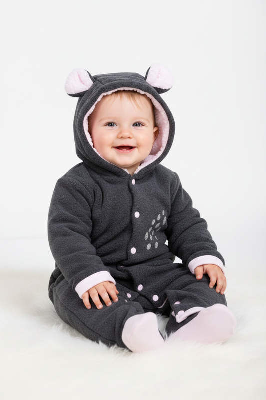 Bear Spotted Polar Fleece Babygro
