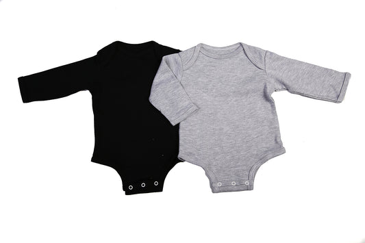 2-Pack Blank Long-Sleeved Baby Onesies With Envelope Neckline - Little Lumps