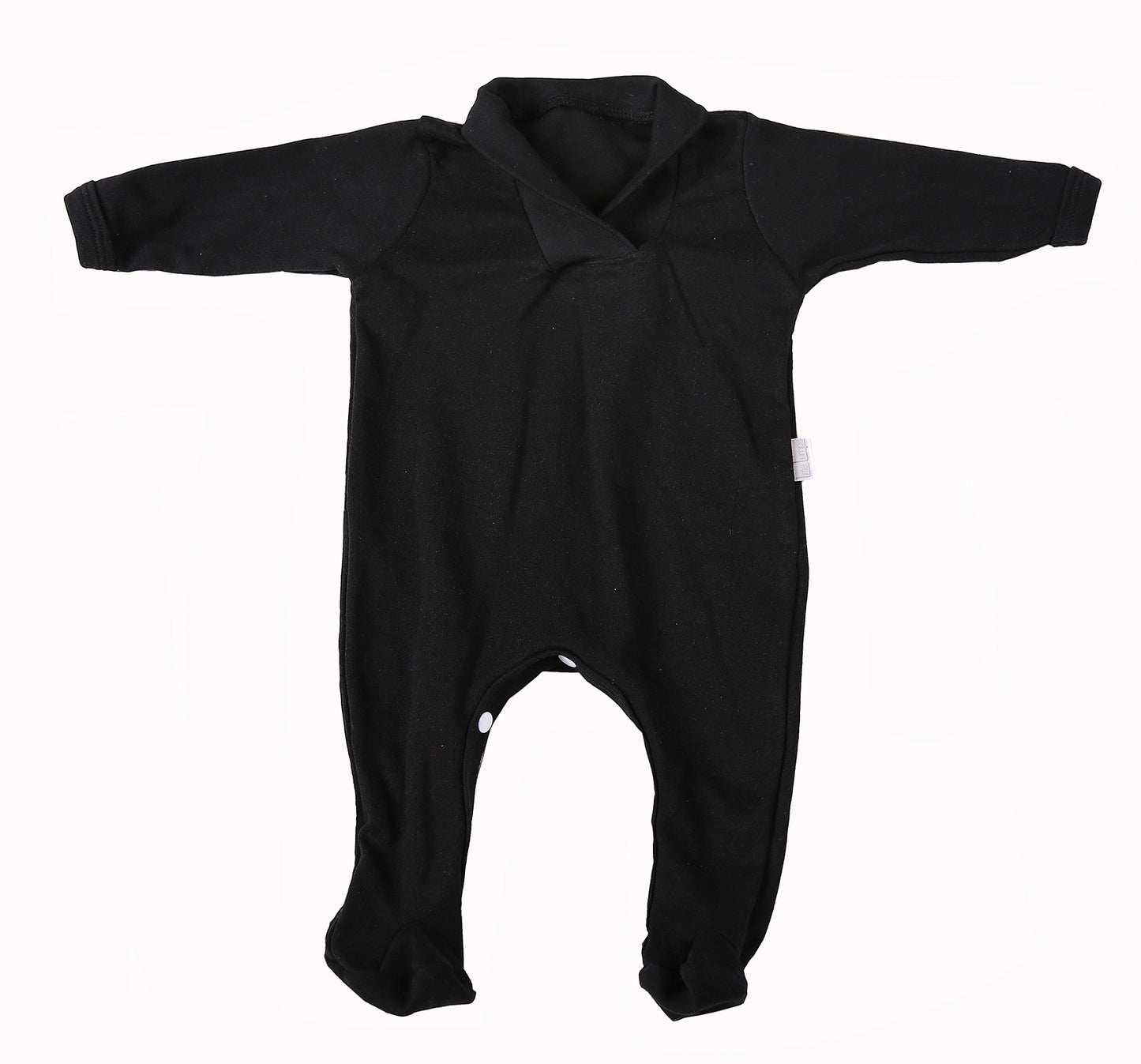 2-Pack Blank Babygros With Crossover Collar In 100% Cotton - Black