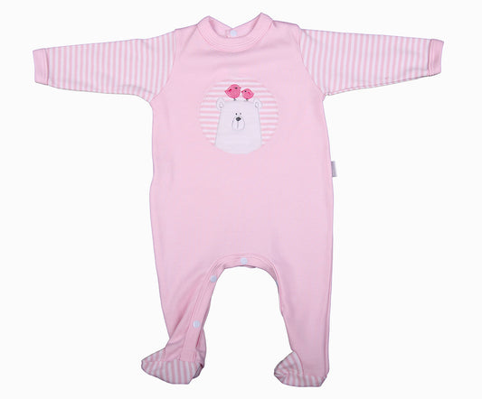 Embroidered Bear Babygro In Blue Or Pink - Little Lumps