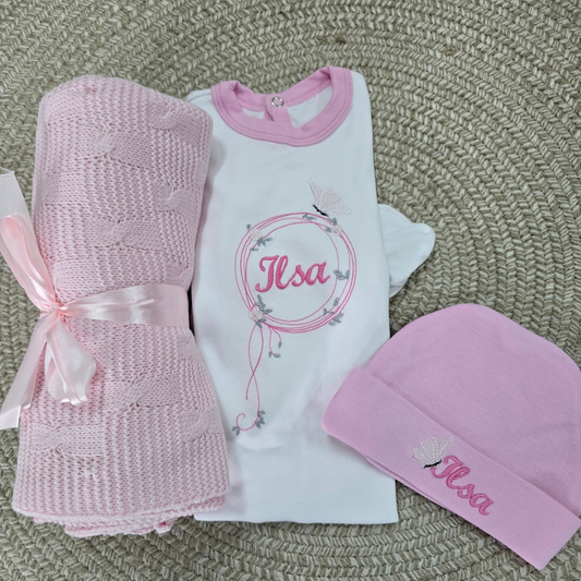 Personalised Embroidered Butterfly 3 piece set