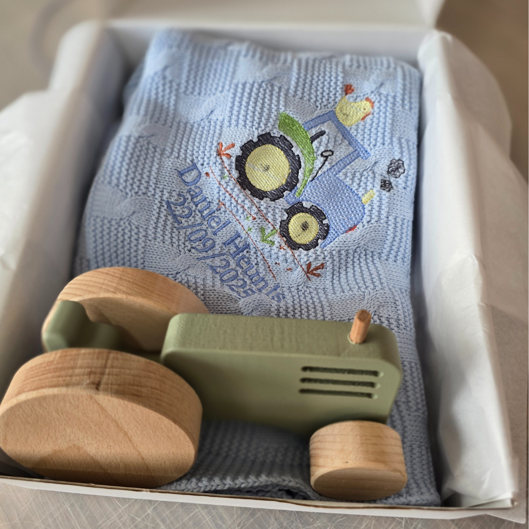 Personalised Knitted Blanket - Farm Theme