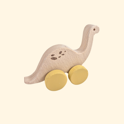 Wooden Brontosaurus Wheely Toy