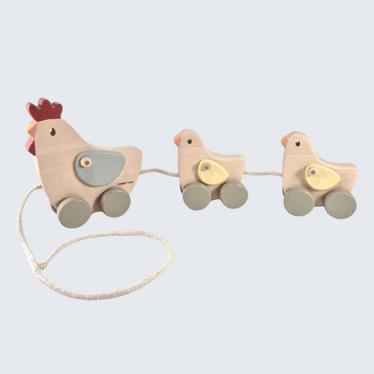 Chicken Lick'n  family Pull-Along - Wooden Baby Toy