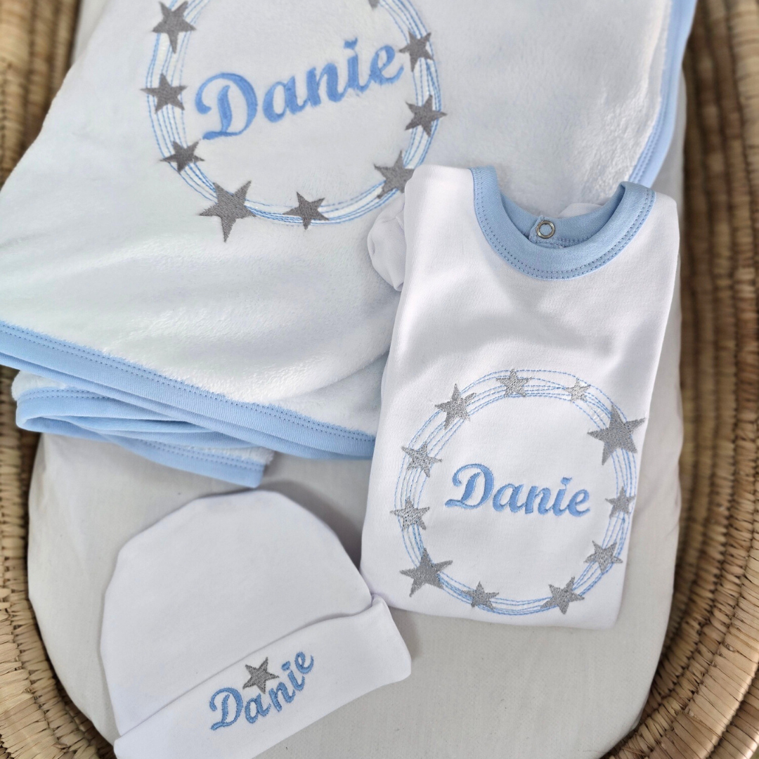 Personalised Embroidered Star 3 piece set