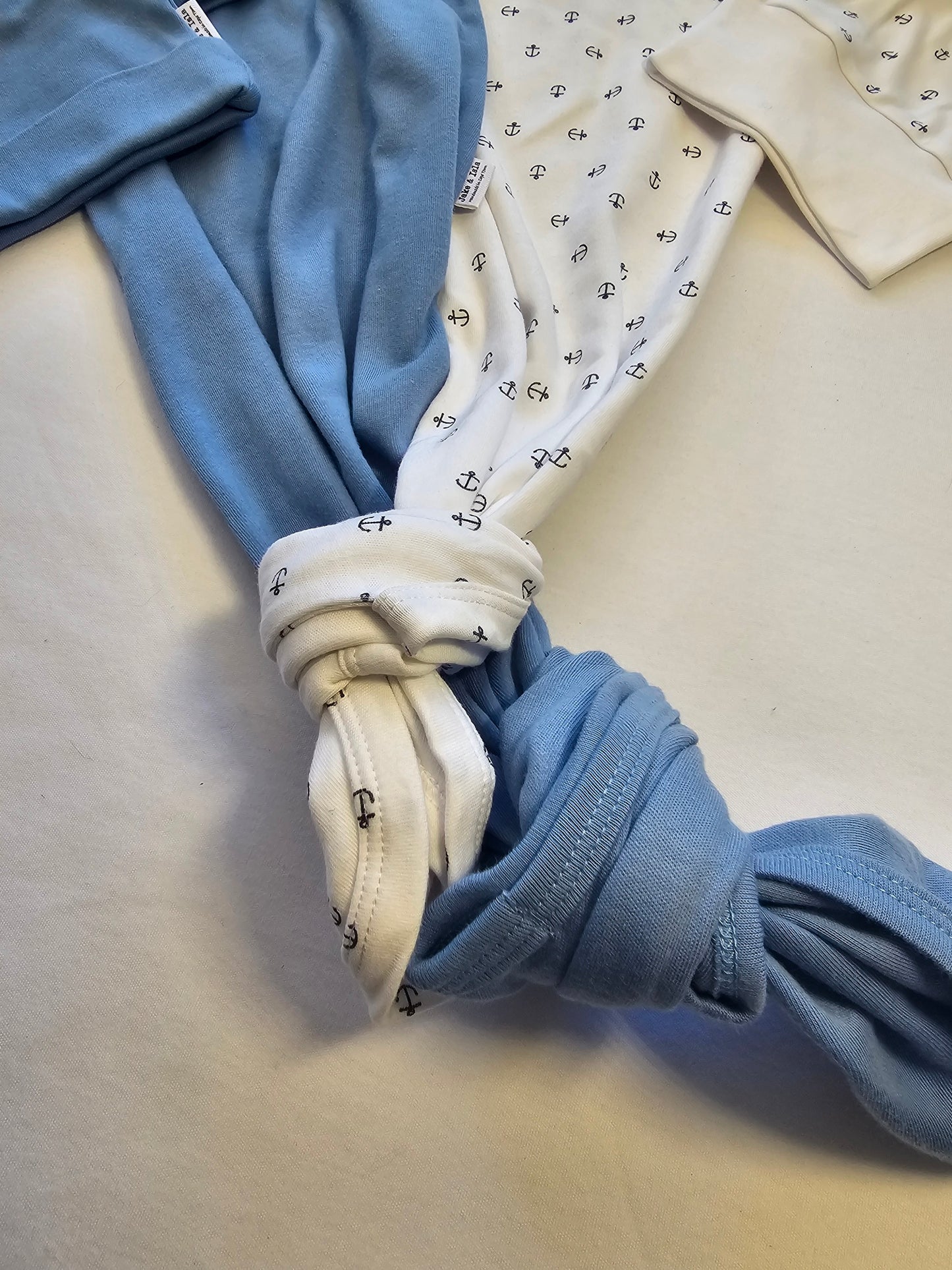 Denim Blue and White Knotted Sleep Onesie