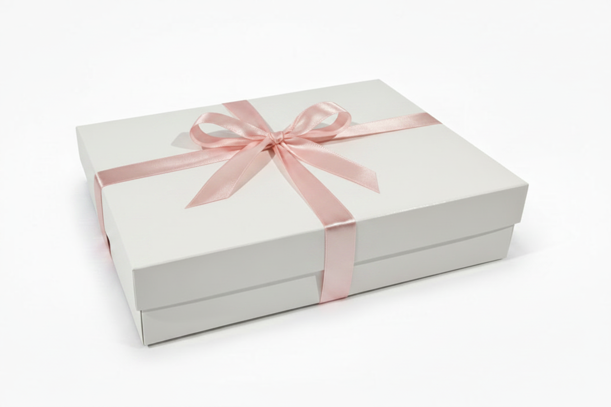 Gift box with pink ribbon