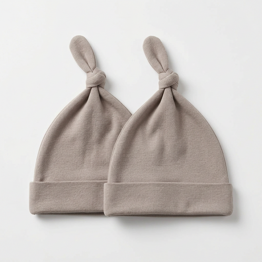 2 pack knotted beanies made from 100% cotton