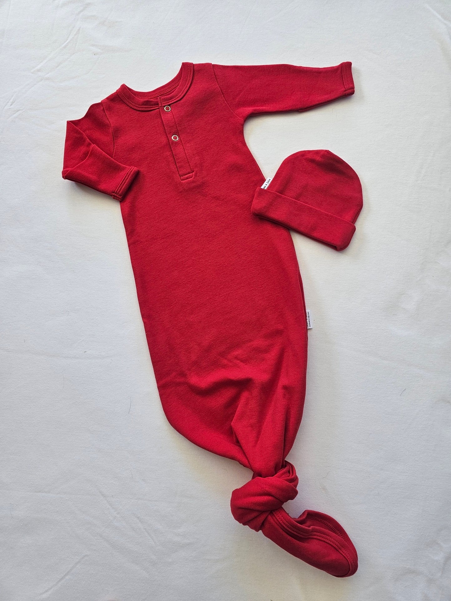 Red Knotted Sleep Onesie and Beanie Set