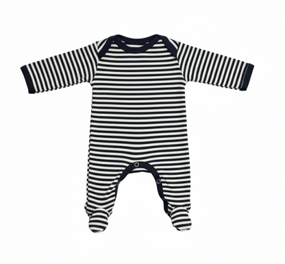 Navy and White baby envelope neck Babygro