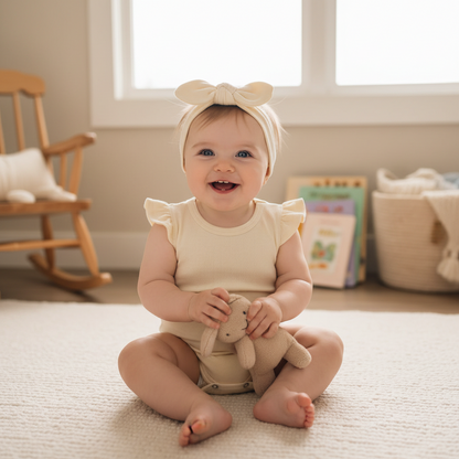 Sleeveless Frilled Onesie and Headband Set