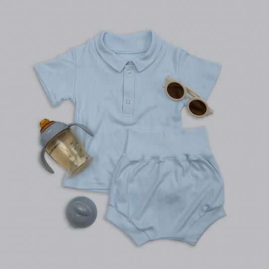 Tab top and puffy shorts set 