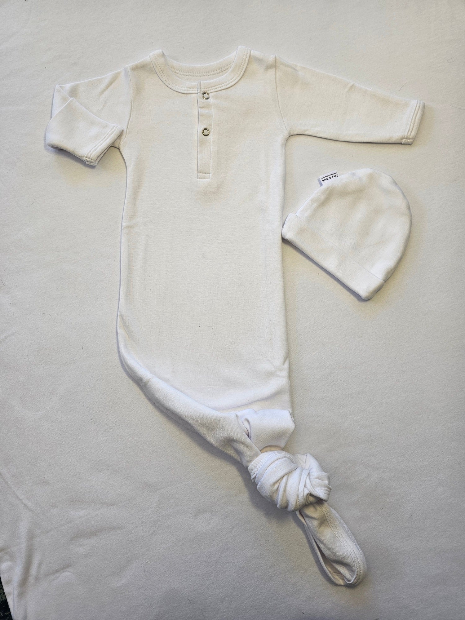 White Knotted Sleep Onesie and Beanie Set