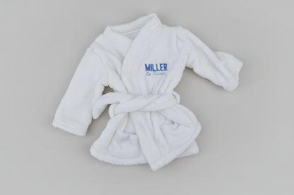 White robe with Personalised embroidery name on bathrobe.