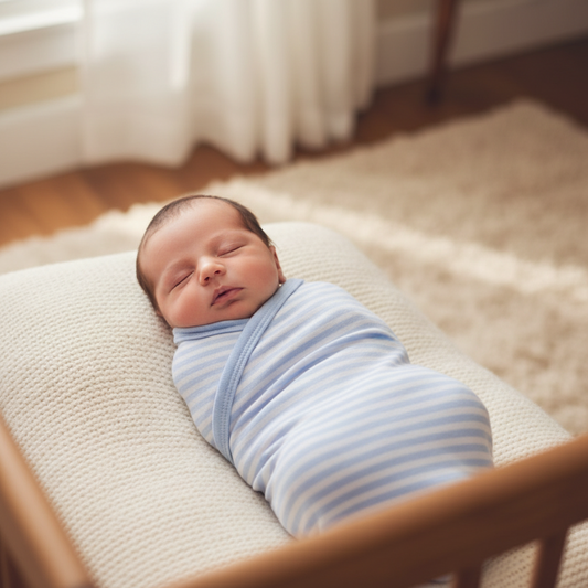 Blue and white stripe baby swaddle