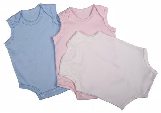 2-Pack Sleeveless Baby Onesies In Blank Colours 100% Cotton - Little Lumps