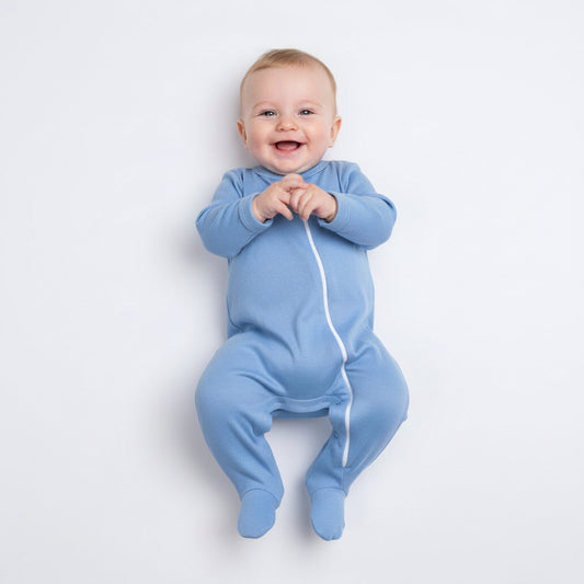 100% Cotton Infant Zip Opening Babygro in new colours - Little Lumps