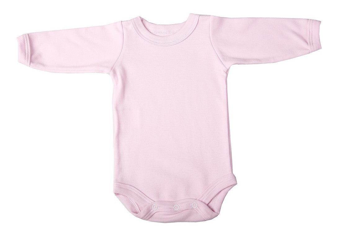 100% Cotton  Baby Pink  Blank Long-Sleeved Crew Neck Onesies - Little Lumps