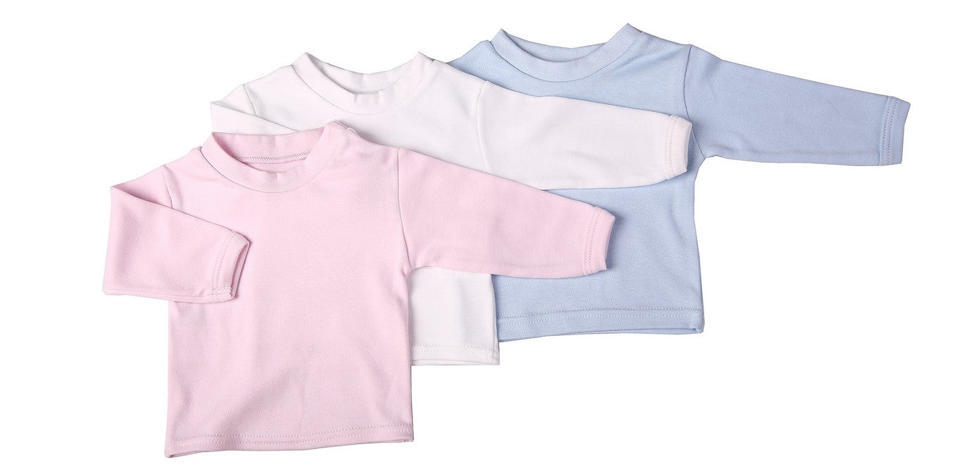 Blank 2 pack Baby Crew-Neck T-Shirts With Long Sleeves Mixed Colours - Little Lumps
