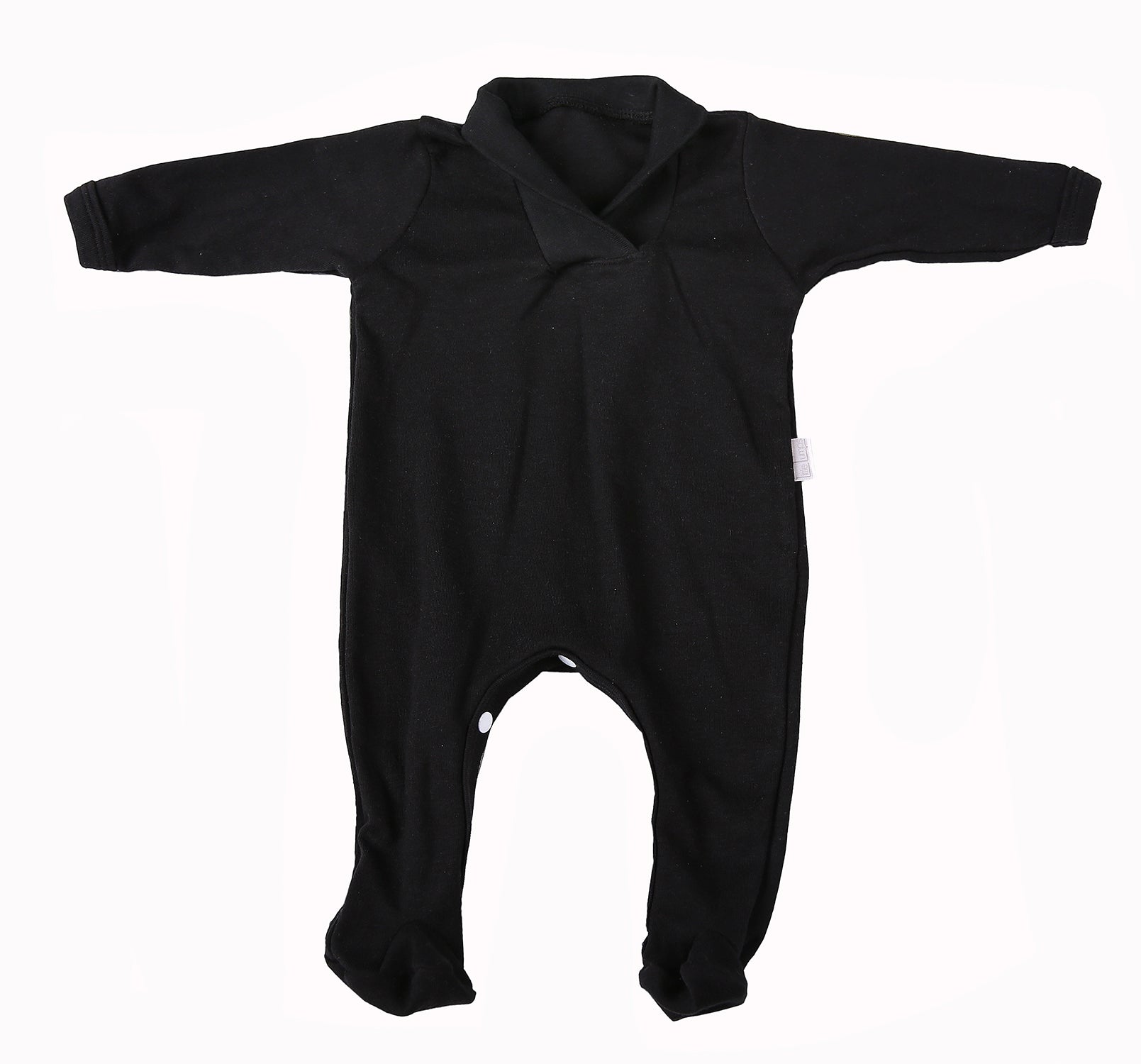 2-Pack Blank Babygros With Crossover Collar In 100% Cotton - Black