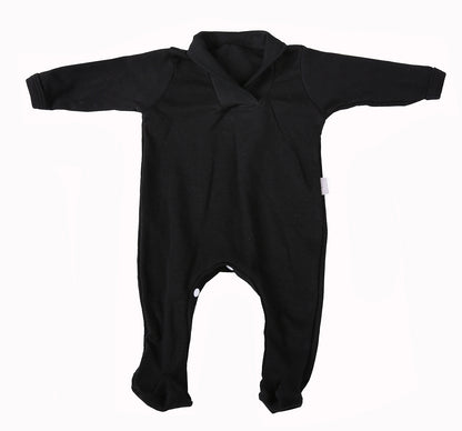 2-Pack Blank Babygros With Crossover Collar In 100% Cotton - Black