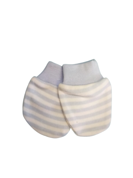 Baby Mittens - blue and white stripes