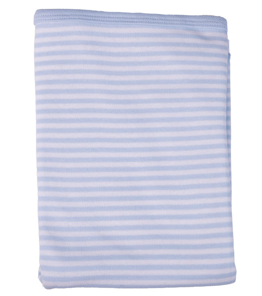 Blue and white stripe baby swaddle