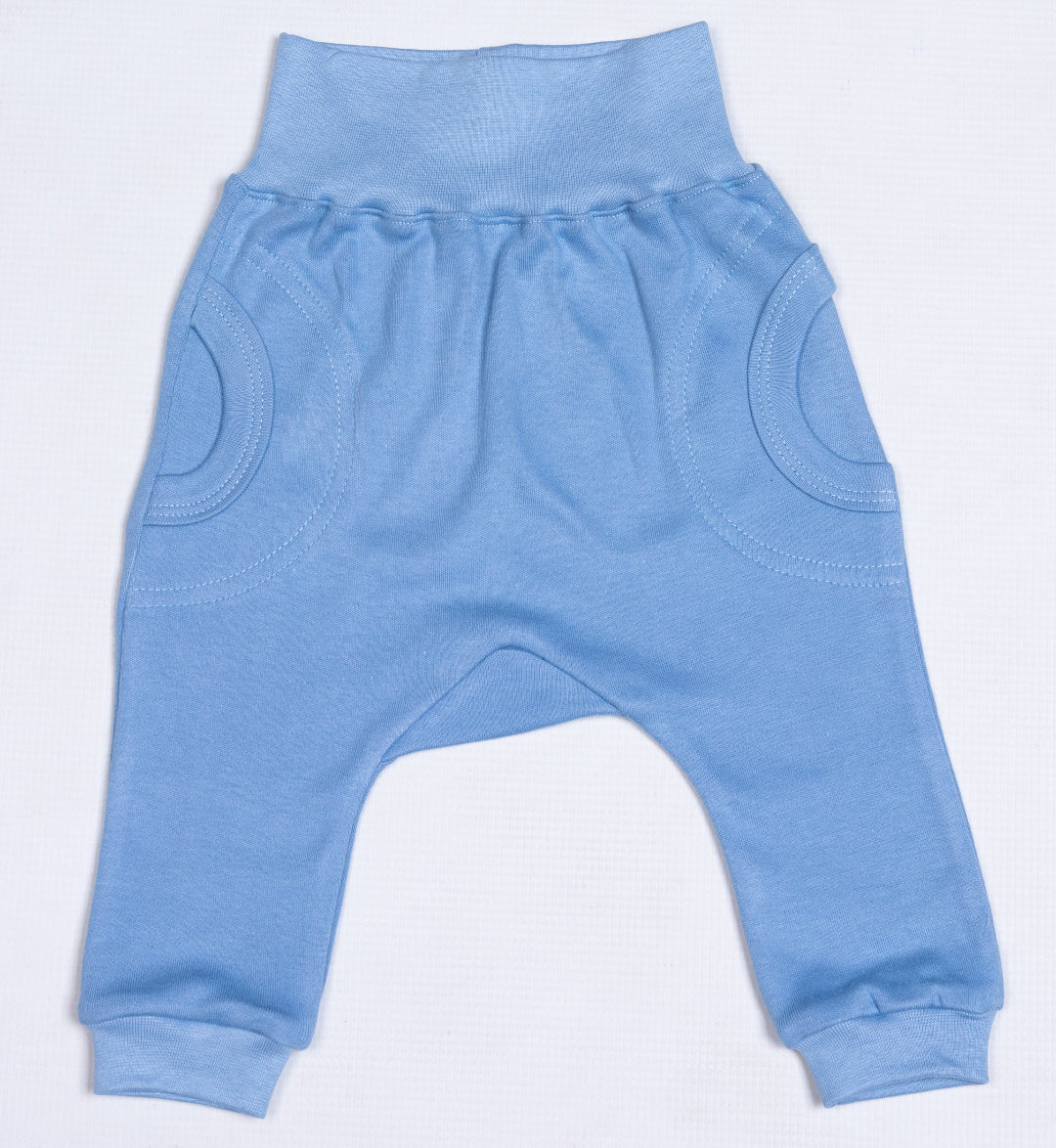 Harem-Style Baby Slouch Pants -Denim Blue 100% cotton - Little Lumps