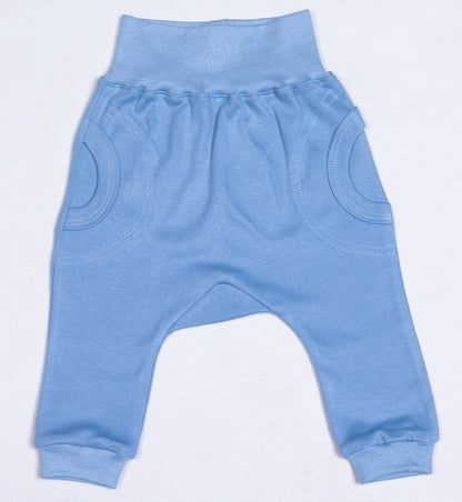 Harem-Style Baby Slouch Pants -Denim Blue 100% cotton - Little Lumps