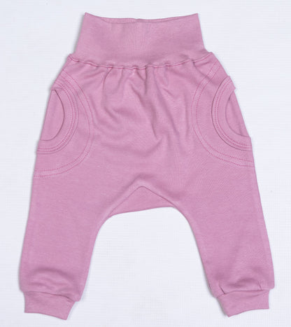 Harem-Style Baby Slouch Pants -Dusty pink 100% cotton - Little Lumps