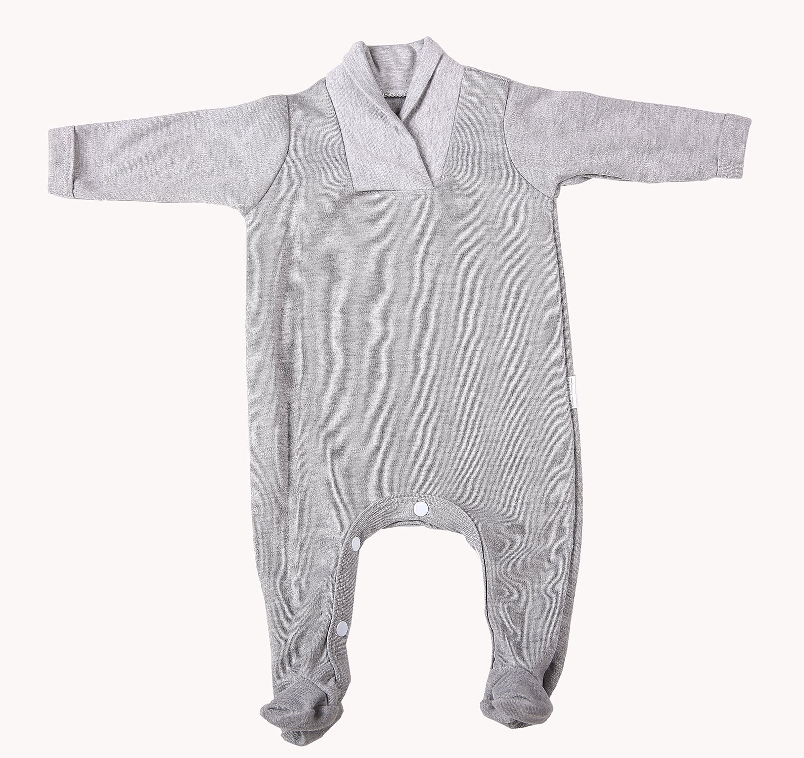 2-Pack Blank Babygros With Crossover Collar In 100% Cotton - Grey