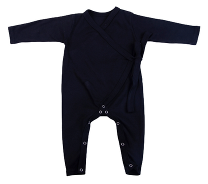100% Cotton Infant Kimono Babygro Black
