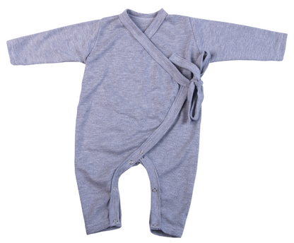100% Cotton Infant Kimono Babygro Grey