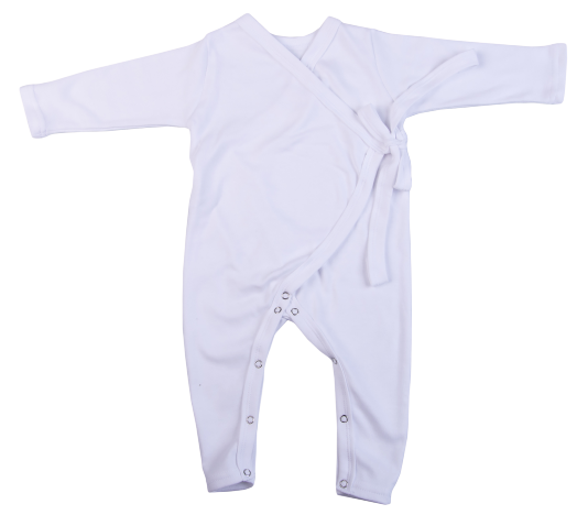 100% Cotton Infant Kimono Babygro White