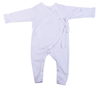 100% Cotton Infant Kimono Babygro White