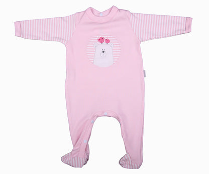 Embroidered Bear Babygro In Blue Or Pink - Little Lumps