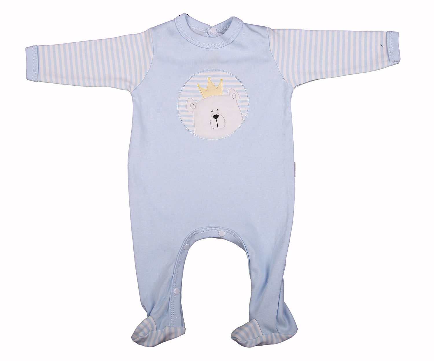 Embroidered Bear Babygro In Blue Or Pink - Little Lumps