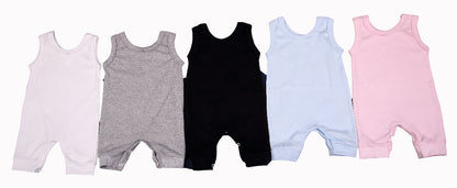100% Cotton Blank Sleeveless Baby Rompers In Mixed Colours - Little Lumps