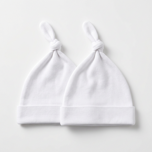 2-Pack Blank Knotted Baby Beanies Made From 100% Cotton - Little Lumps