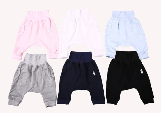 2-Pack Blank Baby Harem Pants 100% Cotton Mixed Colours - Little Lumps