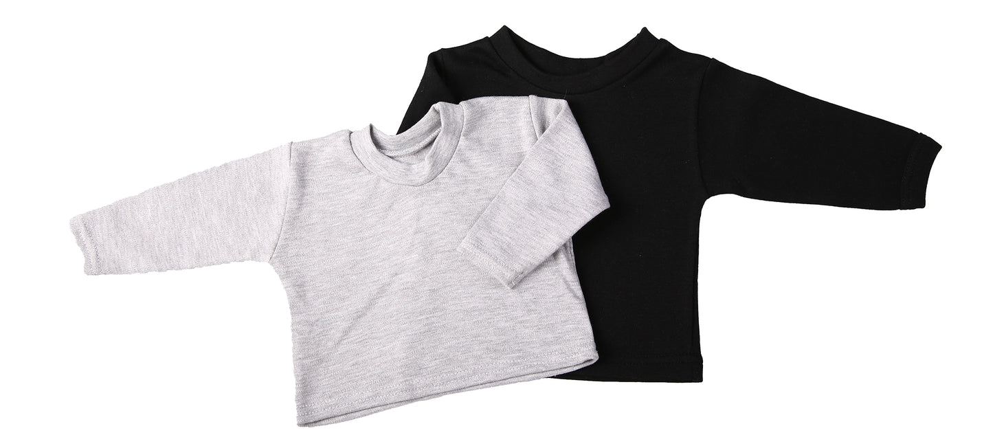 Long-Sleeved Baby Crew Neck T-Shirts  100% cotton - Little Lumps