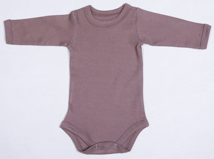 Mocha Crew Neck Onesie- long sleeve - Little Lumps