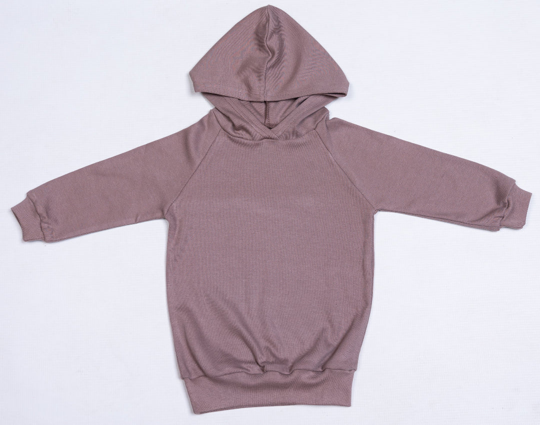Mocha Long Sleeved Baby Hoodie made from 100% cotton 