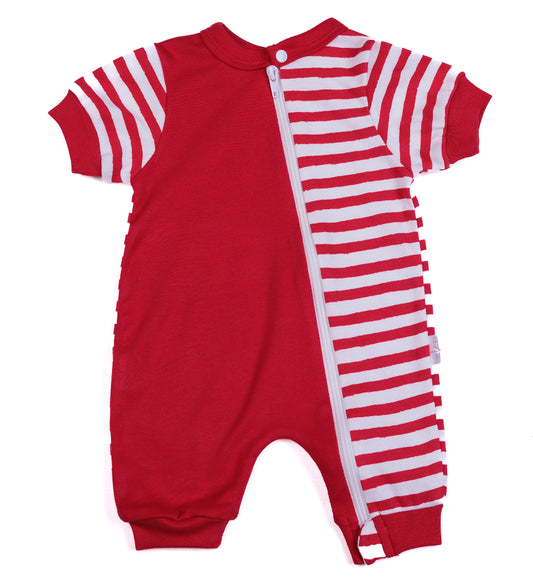 Christmas Stripey  Baby Zip Romper - Little Lumps