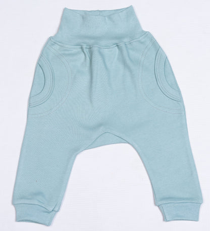 Harem-Style Baby Slouch Pants -Sage 100% cotton - Little Lumps