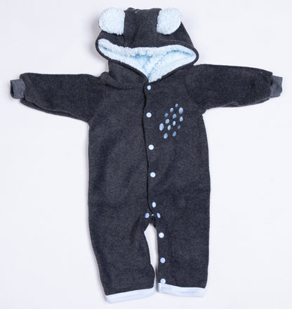 Bear Spotted Polar Fleece Babygro - Little Lumps