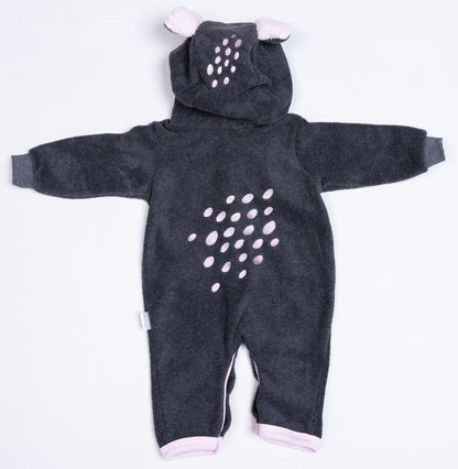 Bear Spotted Polar Fleece Babygro - Little Lumps
