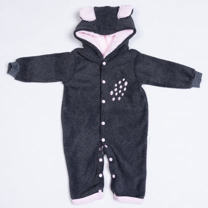 Bear Spotted Polar Fleece Babygro - Little Lumps