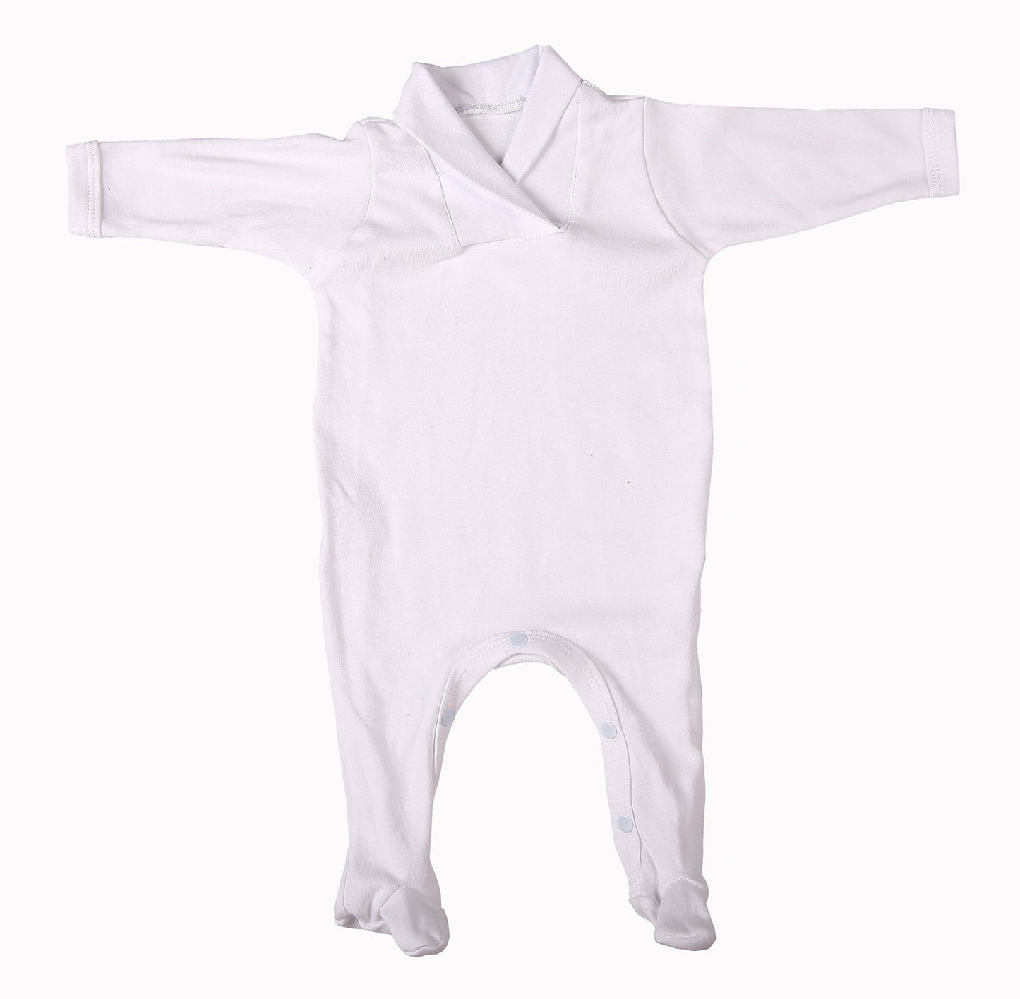 2-Pack Blank Babygros With Crossover Collar In 100% Cotton - White