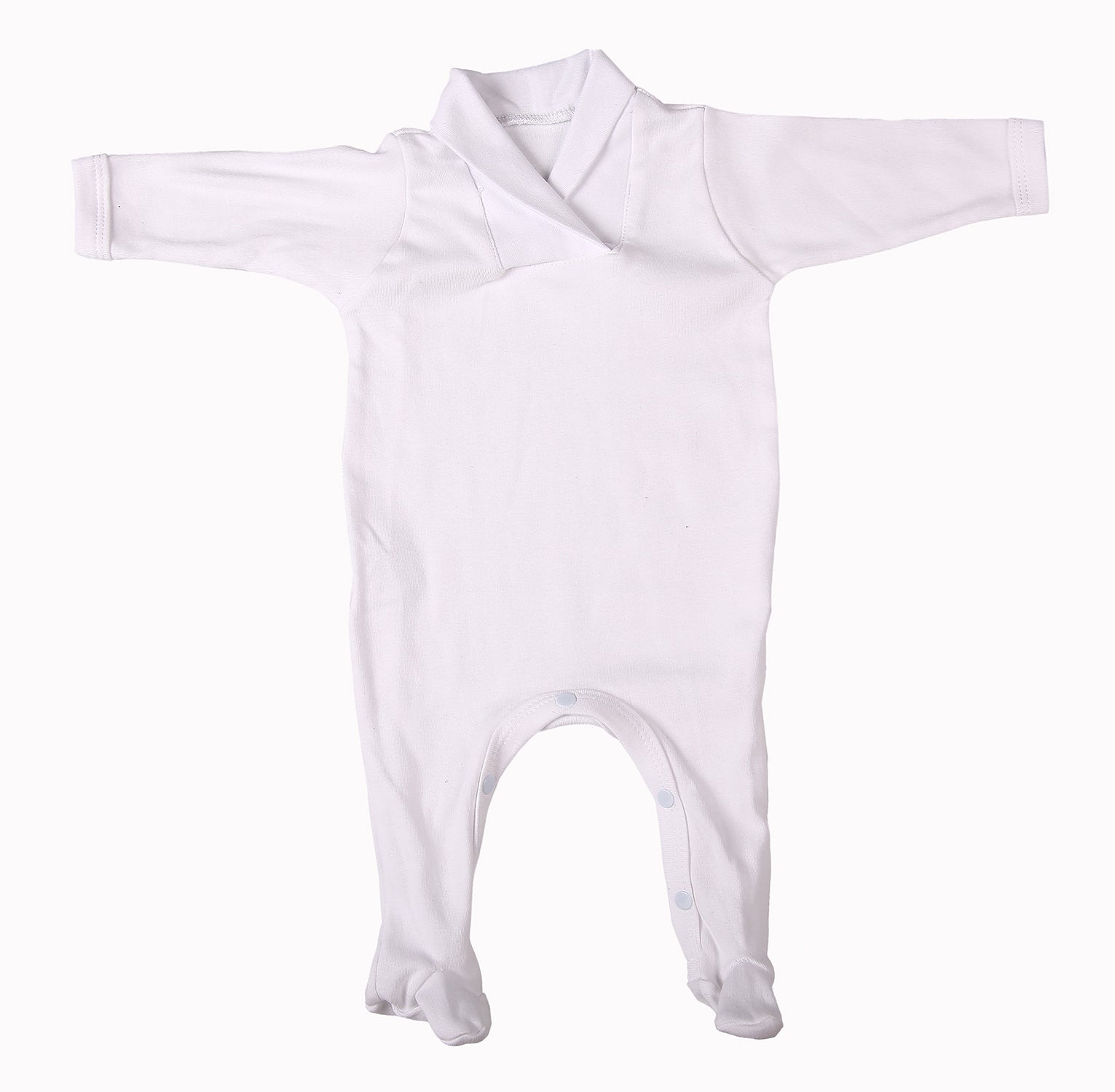 2-Pack Blank Babygros With Crossover Collar In 100% Cotton - White
